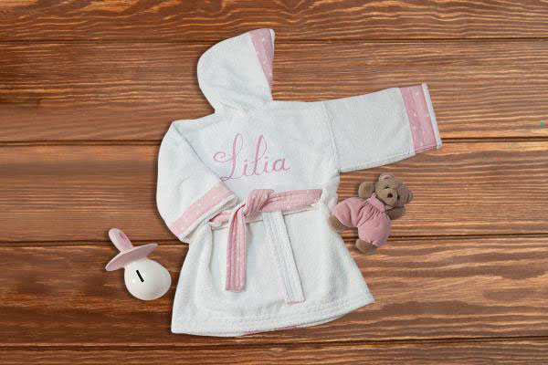 Baby Girl Bathrobe With Embroidered Name (0-3y) | Accessories for Babies