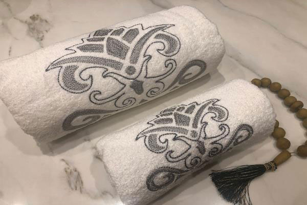 Gold & Silver Arabesque Set Of 4 Towels | Wedding Anniversary Present