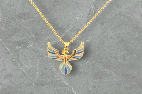 Blue Winged Gold Necklace 