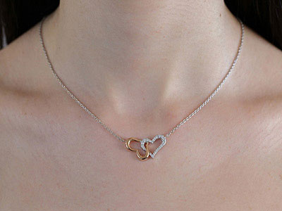  Heart by Heart Diamond Pendant With Gold Necklace