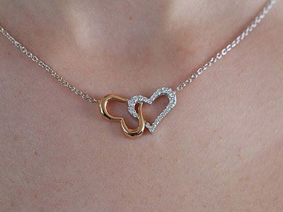  Heart by Heart Diamond Pendant With Gold Necklace