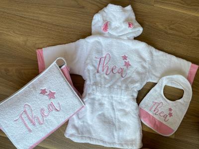 Baby Girl Personalized Bathrobe Gift Set