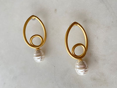 Double Loop Pearl Earrings|Women Accessories