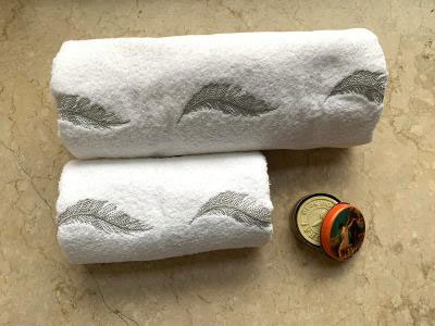 Silver Feather Set Of 2 Towels | Wedding Anniversary Present