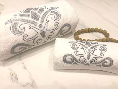 Silver Arabesque Set Of 2 Towels | Wedding Anniversary Present