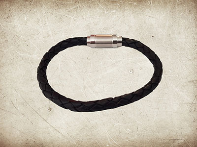 Black Braided Leather Bracelet 