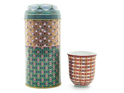 Tin Box With 2 Coffee Cups Porcelain OPERA - 90ml