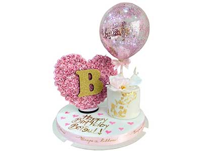 Flower Heart With Customized Name& Cake|Birthday