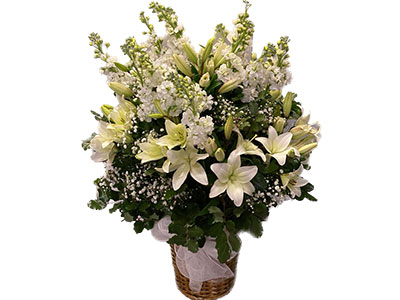 White Lilies Basket