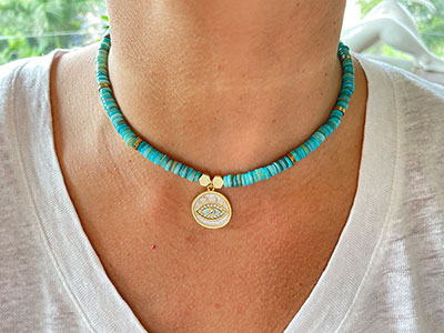 Beads Eye Pendant Necklace|Women Accessories