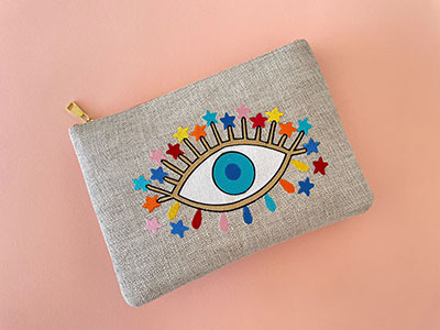Multicolor Eye Beige Pouch|Mother