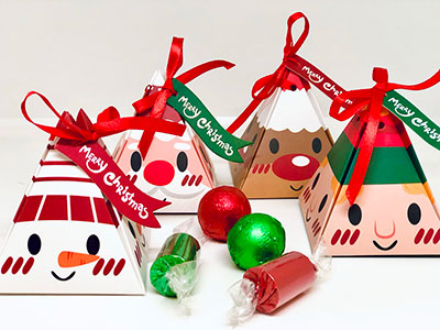 Christmas Pyramid box ( deer or santa or tree design ) with mixed flavours chocolates