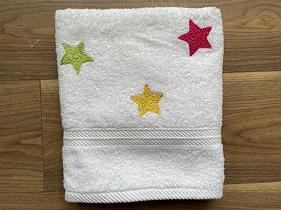 Colored Stars Embroidered Towel