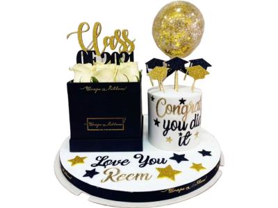 Graduate Cake & Roses|Giftonclick