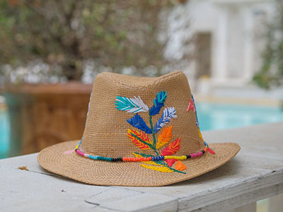 Embroidered Straw Hat|Women Accessories