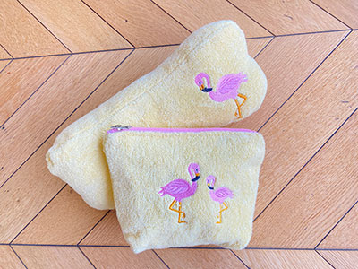 Flamingo White Pouch Set