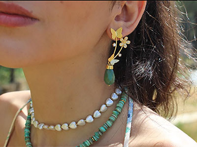 Green Flower Earrings| Giftonclick