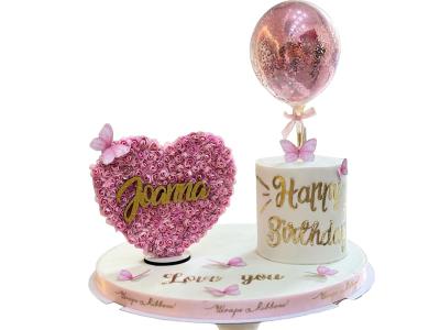 Flower Heart With Customized Name& Cake|Birthday