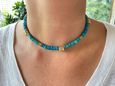 Mixed Blue Beads Necklace|Women Accessories