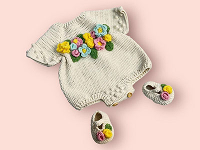Blossom Baby Crochet Onesie Set