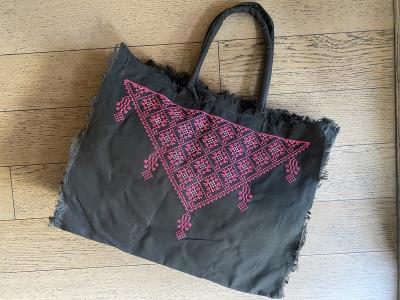 Pink Embroidered Shopping Bag