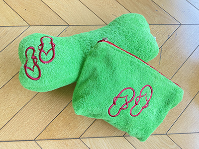 Slippers Green Pouch Set